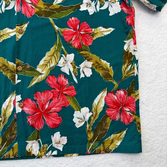VTG  Paradise Found x LL Bean Button Up Shirt Hawaiian Retro Floral Mens XL - Picture 5 of 11
